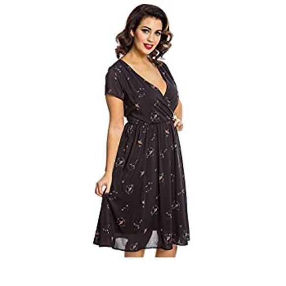 Lindy Bop Dresses & Skirts - Black Kingfisher Print Tea Dress